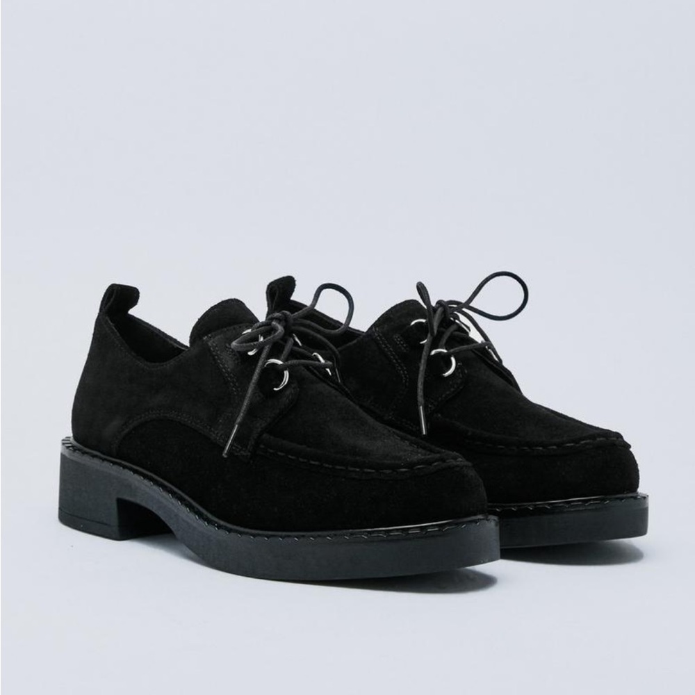 Real Suede Lace Up Chunky Loafer.